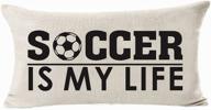 andreannie sports series vintage soccer design soccer is my life cotton linen lumbar pillow case cushion cover for home office decor - personalized rectangle 12 x 20 inches логотип