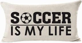 img 3 attached to Andreannie Sports Series Vintage Soccer Design Soccer is My Life Cotton Linen Lumbar Pillow Case Cushion Cover for Home Office Decor - Personalized Rectangle 12 X 20 Inches