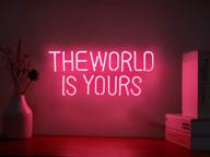 real neon lights pink neon sign – hanging neon wall decor for bedroom, room, party - 'the world is yours' neon words логотип