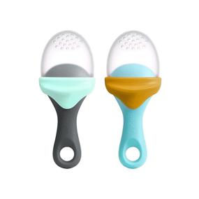 img 2 attached to 🍼 Discover Boon PULP Silicone Feeder: A Perfect Combo for Baby Teething (Pack of 2) in Navy/Mint