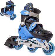 new bounce blue 2-in-1 roller skates for little kids: eu 24-28, us kids junior size 8-11 - converts from tri-wheel to inline skates logo