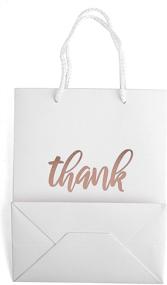 img 1 attached to 🎁 Premium 12 Pack Thank You Gift Bags – Elegant Rose Gold Embossed Paper Favor Bags for Birthday & Wedding Parties – 4"x 7"x 9" Inches – White