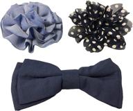 navy bow & arrow pet dog collar accessories: set of 2 collar flowers + bow tie, slide on attachment logo