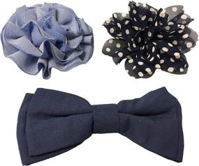 img 3 attached to Navy Bow & Arrow Pet Dog Collar Accessories: Set of 2 Collar Flowers + Bow Tie, Slide On Attachment