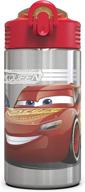 🚗 zak designs disney cars 3 stainless steel water bottle - convenient one-hand operation and kid-friendly features - bpa-free (15.5 oz, 18/8) logo