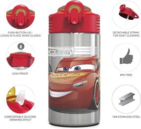 img 3 attached to 🚗 Zak Designs Disney Cars 3 Stainless Steel Water Bottle - Convenient One-Hand Operation and Kid-Friendly Features - BPA-Free (15.5 oz, 18/8)