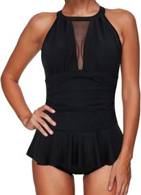 img 1 attached to 👙 Yonique Women's Flounce Tankini Swimsuit with Boyshorts Ruffle - 2 Piece Bathing Suit