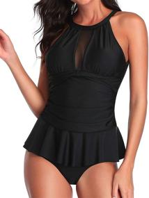 img 4 attached to 👙 Yonique Women's Flounce Tankini Swimsuit with Boyshorts Ruffle - 2 Piece Bathing Suit