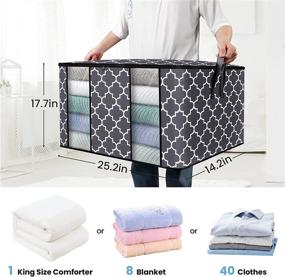 img 3 attached to 📦 3 Pack/100L Fab Totes Clothes Storage Bag Organizer - Large Capacity Clothes Organization with Reinforced Handle and Clear Window, Foldable Storage Containers for Comforter, Blanket, Bedding - Grey