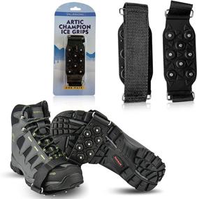 img 1 attached to ❄️ Valuemazing Arctic Champion Ice Grips Pair - Ultimate Ice & Snow Traction Cleats for Anti-Slip Soles - Fits Sizes 8.5-10.5 - Elastic, Tough Silicone with Rugged Steel - Black (Large)