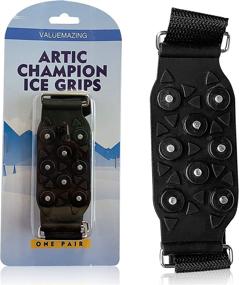 img 4 attached to ❄️ Valuemazing Arctic Champion Ice Grips Pair - Ultimate Ice & Snow Traction Cleats for Anti-Slip Soles - Fits Sizes 8.5-10.5 - Elastic, Tough Silicone with Rugged Steel - Black (Large)