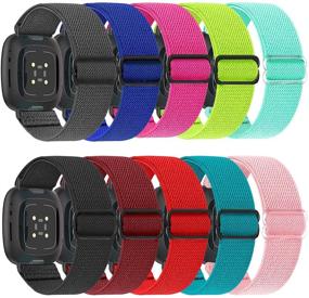 img 4 attached to 👥 Pack of 10 ShuYo Nylon Replacement Bands for Fitbit Sense/Versa 3 Smart Watch - Soft Patterned Band Ideal for Women and Men