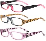 👓 soolala 3-pairs women's lightweight rhinestone reading glasses with spring hinge - designer collection for spring fashion logo