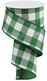 img 1 attached to Emerald Green Striped Check Ribbon - 10 Yards, 2.5-inch Width, Wired Edge, Perfect for Craft & Decor