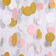 🎉 merrynine paper garland - 5 pack, 50ft glitter paper garland circle dots hanging decor - perfect for baby showers, birthdays, and nursery parties - circle polka dots in pink, white, and gold - 50 feet long logo