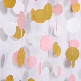 img 4 attached to 🎉 MerryNine Paper Garland - 5 Pack, 50ft Glitter Paper Garland Circle Dots Hanging Decor - Perfect for Baby Showers, Birthdays, and Nursery Parties - Circle Polka Dots in Pink, White, and Gold - 50 Feet Long