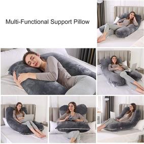 img 3 attached to 💤 Pregnancy Pillows for Sleeping: U-Shape Full Maternity Body Pillows with Velvet Cover (55 inches, Dark Grey) by WhatsBedding