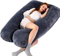 💤 pregnancy pillows for sleeping: u-shape full maternity body pillows with velvet cover (55 inches, dark grey) by whatsbedding logo
