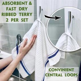 img 2 attached to 🧺 Kitchen Towels Set of 4 - Absorbent Flat and Terry Cotton Dish Towels with Hanging Loop, 25x16 in White - Ideal for Kitchen Use