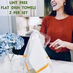 img 1 attached to 🧺 Kitchen Towels Set of 4 - Absorbent Flat and Terry Cotton Dish Towels with Hanging Loop, 25x16 in White - Ideal for Kitchen Use