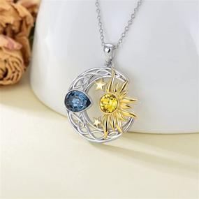 img 3 attached to 🌙 AOBOCO Moon Sun Star Necklace - 925 Sterling Silver Celtic Crescent Moon and Sun Pendant Jewelry for Women Girls: Enhancing Nature's Beauty