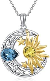 img 4 attached to 🌙 AOBOCO Moon Sun Star Necklace - 925 Sterling Silver Celtic Crescent Moon and Sun Pendant Jewelry for Women Girls: Enhancing Nature's Beauty