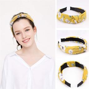 img 2 attached to 10-пачка бант Floral Twist Turban Headband: перекрещенные широкие ободки-банданы для волос для женщин в 10 ярких цветах