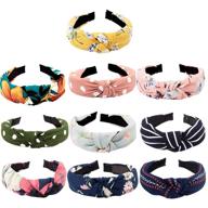 10-пачка бант floral twist turban headband: перекрещенные широкие ободки-банданы для волос для женщин в 10 ярких цветах логотип