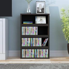 img 1 attached to 📀 Stackable Media Storage Rack Shelving for CDs - Holds 40 CDs | Eco-friendly, Tool-Free Assembly | Sustainable Non-Toxic Black zBoard Paperboard