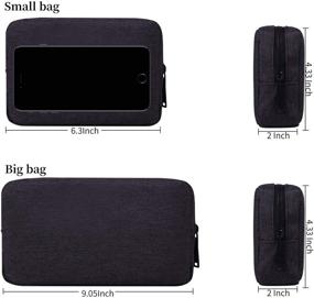 img 3 attached to 🔌 Canvas Waterproof Universal Electronic Accessories Organizer: Perfect Business Travel Gadget Bag for Power Bank, Charging Cords, Mouse, USB Cable, Earphones, and More - Black (Small+Big)