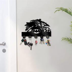 img 3 attached to 🦇 Black Wood Batman Wall Door Hooks - Quick Install & Sturdy Self-Adhesive Heavy Duty Hooks