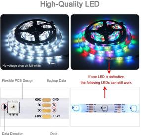 img 2 attached to 🌈 WS2815 LED Strip Lights - 5M 150 Pixels, Aclorol Individual Addressable 5050 RGB Flex Light with Epoxy Waterproof IP65, 12V DC - White PCB