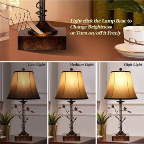 img 3 attached to 🏠 Enhance Your Living Room with a Set of Two 3-Way Dimmable Table Lamps: Bedside & Desk Lamps with USB Port, AC Outlet, and Bulbs Included!