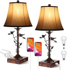 img 4 attached to 🏠 Enhance Your Living Room with a Set of Two 3-Way Dimmable Table Lamps: Bedside & Desk Lamps with USB Port, AC Outlet, and Bulbs Included!