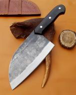 🔪 premium jnr traders handmade carbon steel cleaver chopper kitchen chef knife: micarta vk2185 logo
