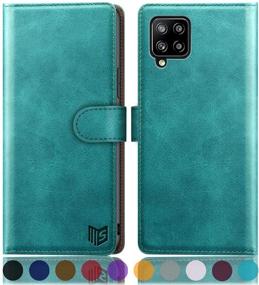 img 4 attached to SUANPOT Samsung Galaxy A42 5G RFID Blocking Wallet Case: Flip Folio, Credit Card Holder, Shockproof Cover for Men/Women (Blue Green)