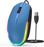 seenda wired mouse - rgb backlit usb computer mouse with attached cord for laptops, notebooks, and chromebook - navy blue logo