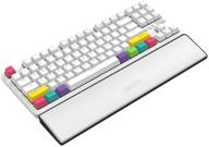 🖥️ nacodex white pu leather gaming keyboard wrist rest for 87 keys tkl, angled incline ergonomic wrist pad for computer laptop typing logo