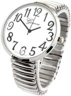 ⌚ blekon collections extra large white face fashion watch - 43mm silver case, japanese movement, stretch band - a must-have timepiece logo