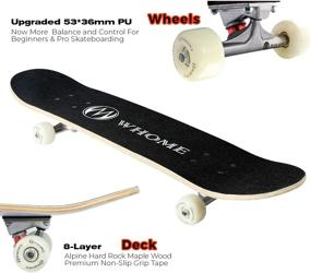 img 1 attached to 🛹 WHOME Pro Skateboard Complete: 31" Double Kick Concave Street Skateboard for Adult, Youth, Kid and Beginner, 8-Layer Alpine Maple Deck, ABEC-9 Bearings - Includes T-Tool!