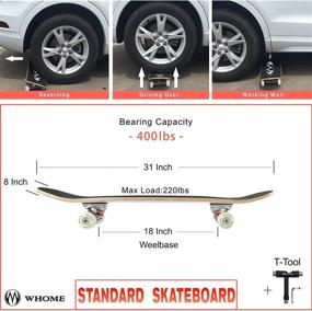 img 3 attached to 🛹 WHOME Pro Skateboard Complete: 31" Double Kick Concave Street Skateboard for Adult, Youth, Kid and Beginner, 8-Layer Alpine Maple Deck, ABEC-9 Bearings - Includes T-Tool!