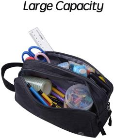 img 1 attached to 🖍️ Colored Pencil Case Organizer: Extra Large Aesthetic Pouch for Boys, Teen Girls, and Babies - 120pc Grey Art Canvas Zipper Multifunction Pen Bag for School