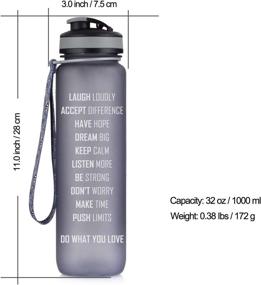 img 2 attached to 💪 32oz Motivational Fitness Workout Sports Water Bottle with Time Marker & Measurements | Hydration Goal Times | Flip Top Non-Leak Design | BPA Free