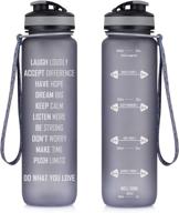 💪 32oz motivational fitness workout sports water bottle with time marker & measurements | hydration goal times | flip top non-leak design | bpa free logo