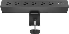 img 4 attached to 💪 CCCEI Metal USB-C Desk Clamp Power Strip with Surge Protection - 6 Outlet, 500J, Large Desktop Mount Holder, 2 USB-A and PD USB C Port - Fits 1.8 inch Thick Tabletop Edge