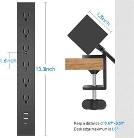 img 1 attached to 💪 CCCEI Metal USB-C Desk Clamp Power Strip with Surge Protection - 6 Outlet, 500J, Large Desktop Mount Holder, 2 USB-A and PD USB C Port - Fits 1.8 inch Thick Tabletop Edge