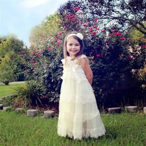 img 3 attached to 👗 Enchanting Ever Fairy: Lace Flower Rustic Burlap Girl Baby Country Wedding Dress - Perfect for Flower Girls!