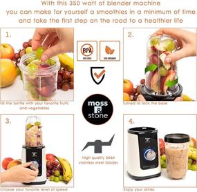 img 3 attached to 🍹 Moss & Stone 2 in 1 Personal Blender with Additional Cups - Amazing Bullet Blenders for Smoothies - Mini Blender in White & Black