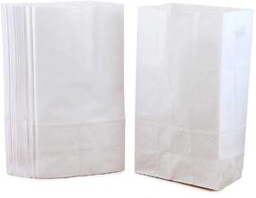 img 4 attached to Hygloss 6# White Paper Bags - 100 Pack | Flat Bottom Kraft Lunch 🛍️ Party Favors, Puppets, Crafts & More - Large Size (6 x 3.5 x 11.25 Inch)