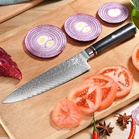 img 4 attached to 🔪 8 inch VG10 Damascus Steel Chef Knife - Ultra Sharp Japanese Chefs Knife, 67-Layered, Ergonomic Handle, Superior Edge Retention - Gyuto Kitchen Knife with Gift Box